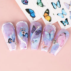 12 Butterfly Nail Art Stickers Self Adhesive Decals for DIY Manicure