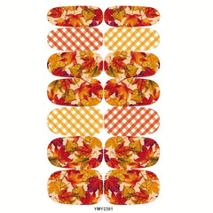9 Sheets of Maple Leaf Nail Art Stickers for Autumn Nails