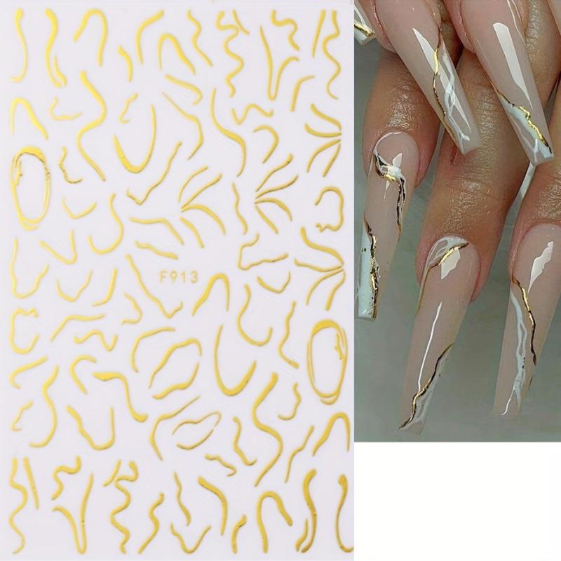 3D Golden Nail Art Stickers Moon Star Devil's Eye Self Adhesive Decals