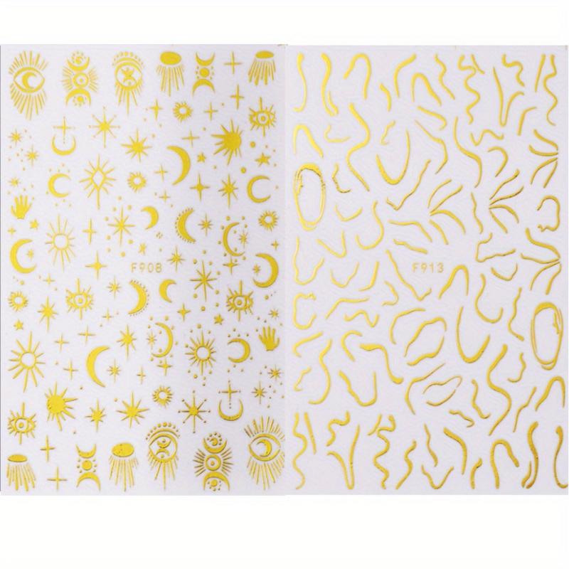 3D Golden Nail Art Stickers Moon Star Devil's Eye Self Adhesive Decals