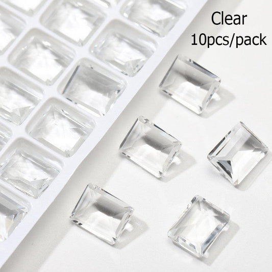 10pcs Crystal Nail Art Rhinestones Rectangel Gemstones DIY Nail Art