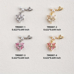Heart Pearl Crystal Gems Nail Charms 2 Pcs