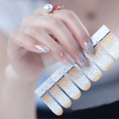 Gradient Glitter Nail Powder Vinyls Nail Stencil Set