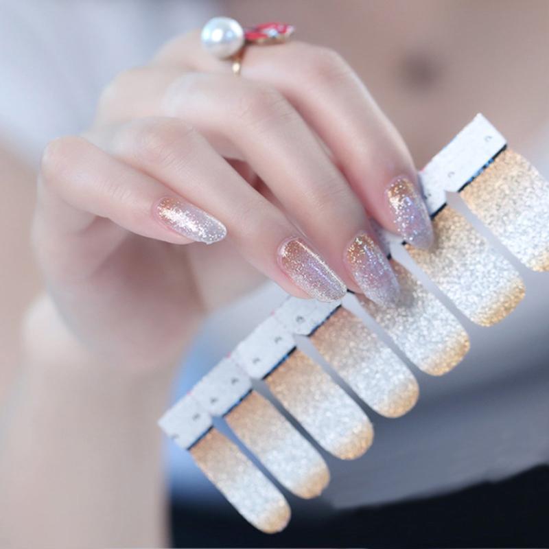 Gradient Glitter Nail Powder Vinyls Nail Stencil Set