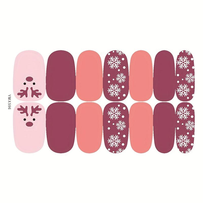 Christmas Glitter Nail Art Strips Self Adhesive Wraps for DIY Manicures