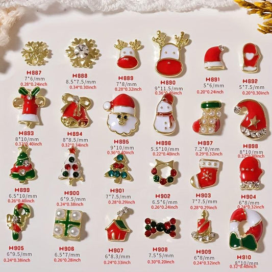 Christmas Nail Art Charms Alloy Santa Claus Elk Snowflake Accessories