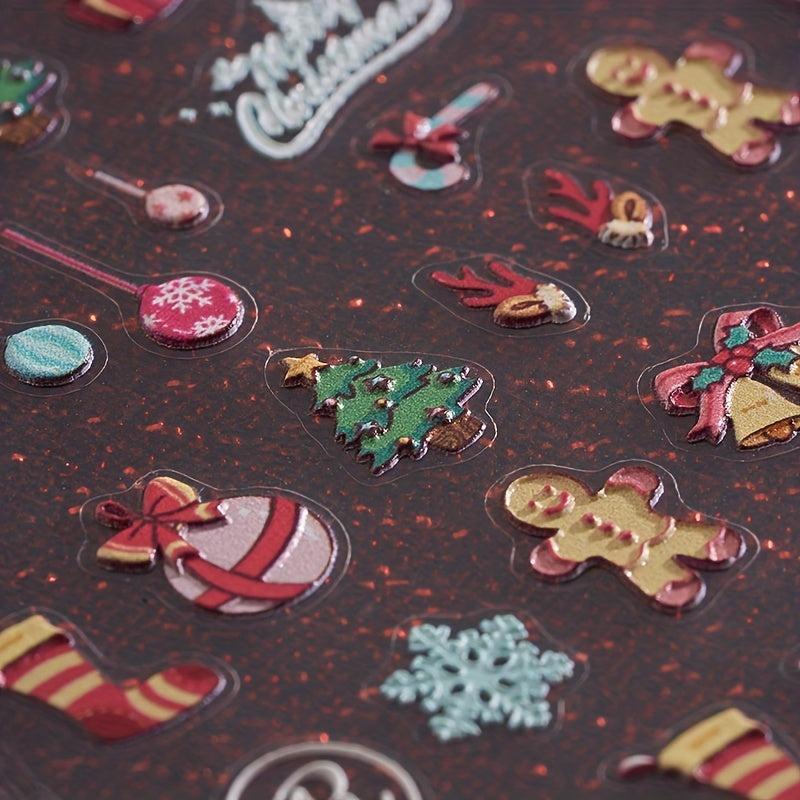5D Christmas Nail Stickers for Women Nail Art Decals