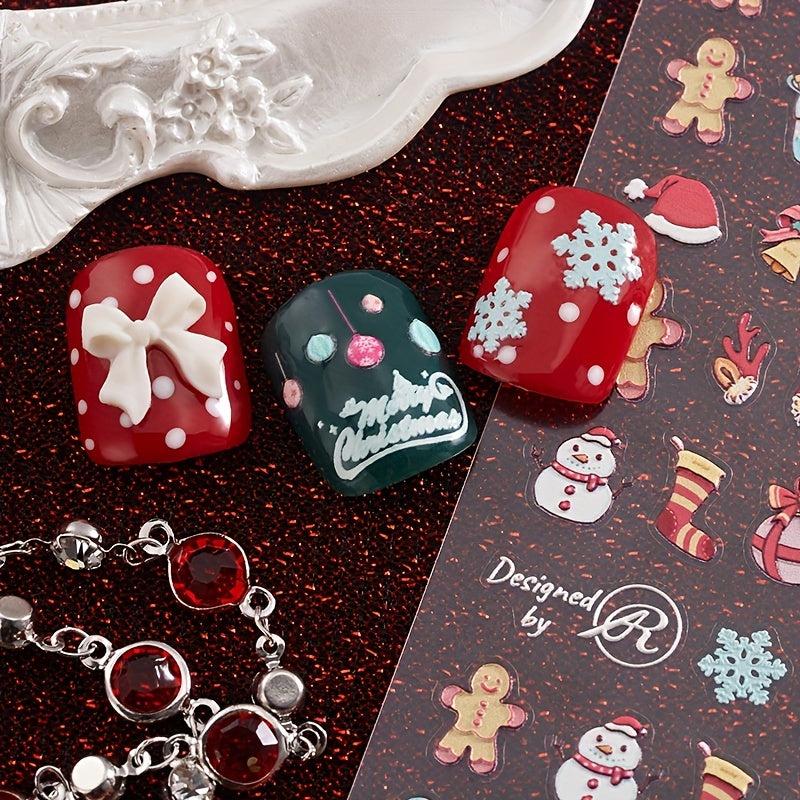 5D Christmas Nail Stickers for Women Nail Art Decals