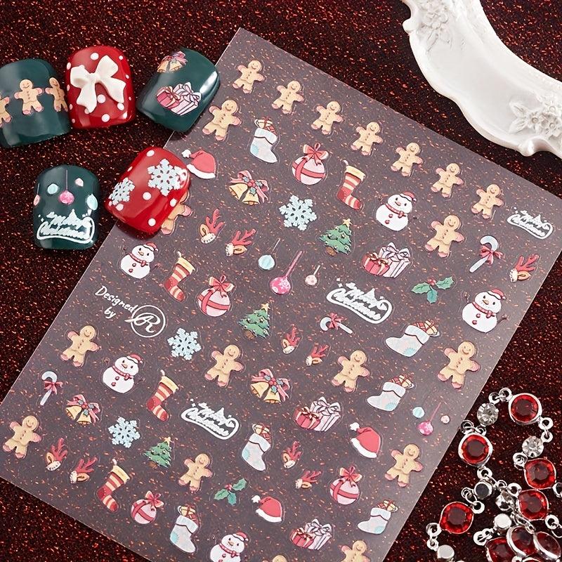5D Christmas Nail Stickers for Women Nail Art Decals