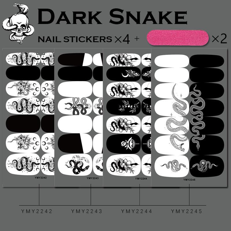 4 Sheets Snakes Nail Polish Stickers with Self Adhesive Decals and Nail Files
