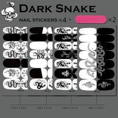 4 Sheets Snakes Nail Polish Stickers with Self Adhesive Decals and Nail Files