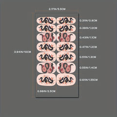 4 Sheets Snakes Nail Polish Stickers with Self Adhesive Decals and Nail Files