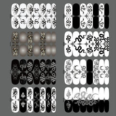 4 Sheets Snakes Nail Polish Stickers with Self Adhesive Decals and Nail Files