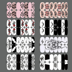 4 Sheets Snakes Nail Polish Stickers with Self Adhesive Decals and Nail Files