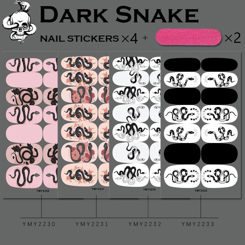 4 Sheets Snakes Nail Polish Stickers with Self Adhesive Decals and Nail Files