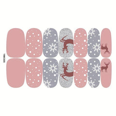 8 Sheets Christmas Nail Stickers Full Nail Wraps Adhesive Nail Polish Stickers