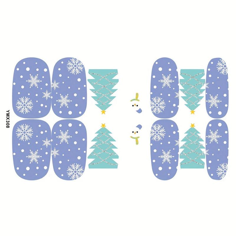8 Sheets Christmas Nail Stickers Full Nail Wraps Adhesive Nail Polish Stickers