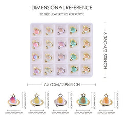 20 Pcs Alloy Planet Nail Art Charms with Rhinestones Nail Art Accessories