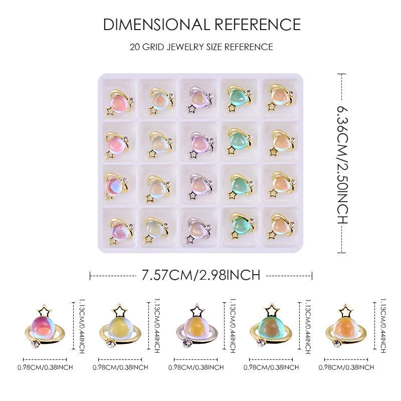 20 Pcs Alloy Planet Nail Art Charms with Rhinestones Nail Art Accessories