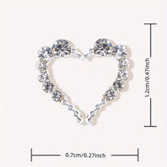 Half Heart Nail Art Charms with Rhinestones & Pearls