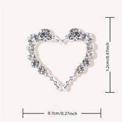 Half Heart Nail Art Charms with Rhinestones & Pearls