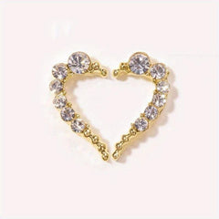 Half Heart Nail Art Charms with Rhinestones & Pearls