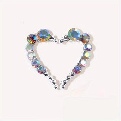 Half Heart Nail Art Charms with Rhinestones & Pearls