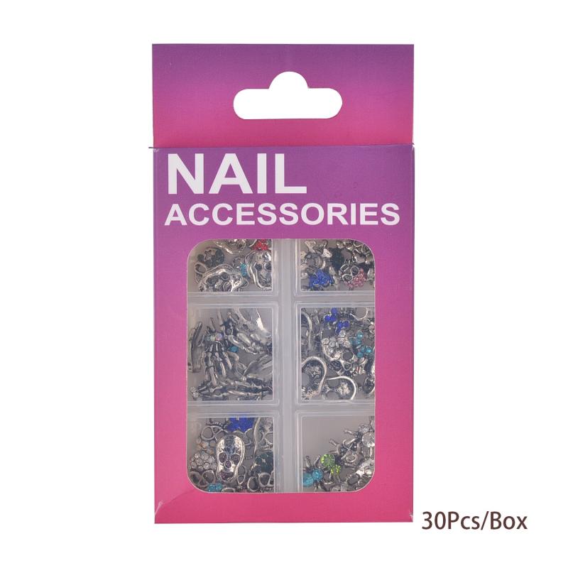 Halloween Nail Art Charms Kit with Rhinestones 3D Retro Metal Gems