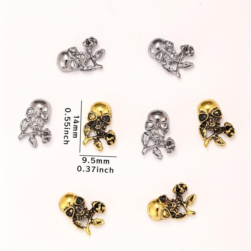 Skull Rose Nail Charms Retro Punk Nail Accessories