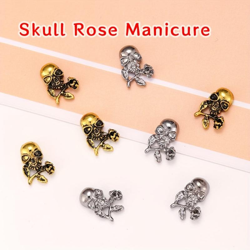 Skull Rose Nail Charms Retro Punk Nail Accessories
