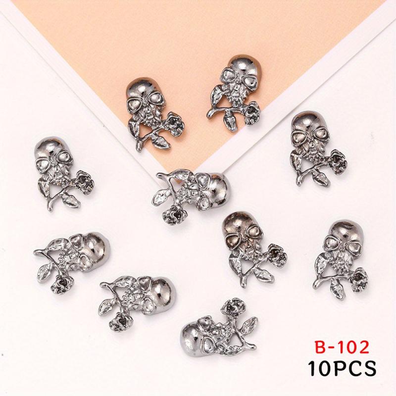 Skull Rose Nail Charms Retro Punk Nail Accessories