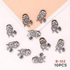 Skull Rose Nail Charms Retro Punk Nail Accessories