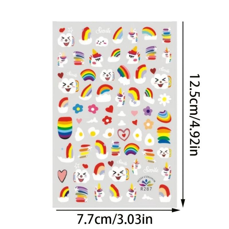Rainbow Flower Cloud Nail Stickers Self-Adhesive Nail Decals