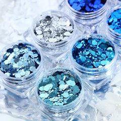 6pcs Ocean Series Nail Glitter Sequins Hexagon Nail Art Flakes