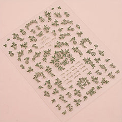 Green Leaves Nail Art Sticker 5D Self Adhesive Decals