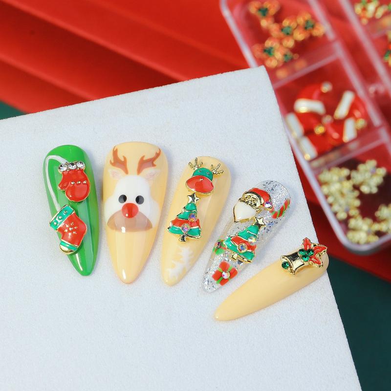 Christmas Nail Art Charms 3D Mixed Shapes with Rhinestones