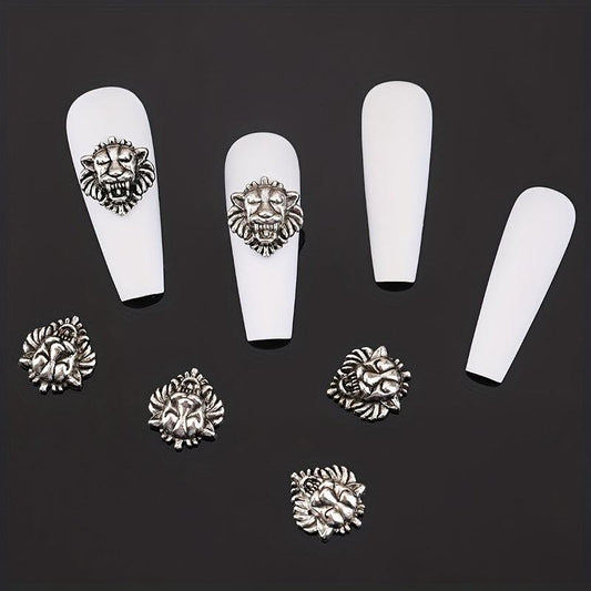 20pcs Nail Art Accessories Bronze/Silvery Lion Head Manicure DIY Decoration