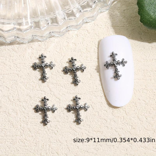 10pcs Halloween Nail Art Charms 3D Metal Spider Skeleton Cross Skull Nail Gem