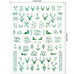 3pcs Christmas Nail Art Stickers Self Adhesive Snowflake Elk Snowman Nail Decals