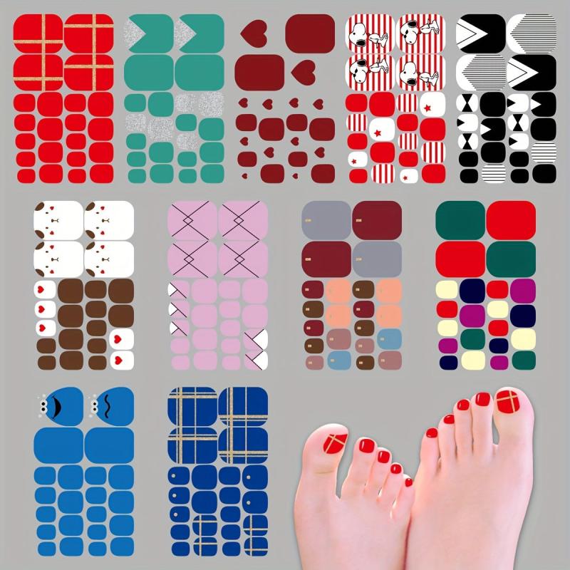 Glitter Toe Nail Sticker Summer Style Full Cover Toe Nail Art Supplies