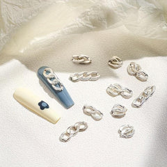 50 pcs 3D Punk Metal Chain Nail Art Charms DIY Manicure Alloy Accessory