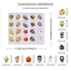 20pcs Halloween Nail Art Charms Rhinestones Pearls DIY Nail Salons Accessories