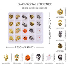20pcs Halloween Nail Art Charms Rhinestones Pearls DIY Nail Salons Accessories