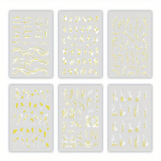 3D Foil Marble French Line Nail Art Sticker for Halloween Nails