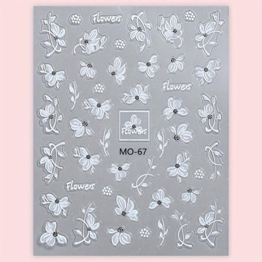 3pcs 5D Lace Flower Nail Art Stickers Self Adhesive Decals DIY or Salons