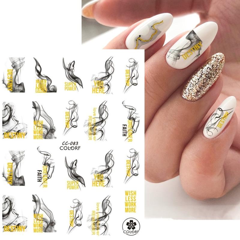 Golden 3D Marble Nail Art Stickers Self Adhesive Strips Lines Decals