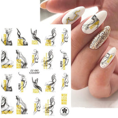Golden 3D Marble Nail Art Stickers Self Adhesive Strips Lines Decals