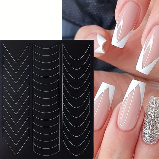12pcs French Manicure Nail Stickers DIY Decoration Stencil Tools