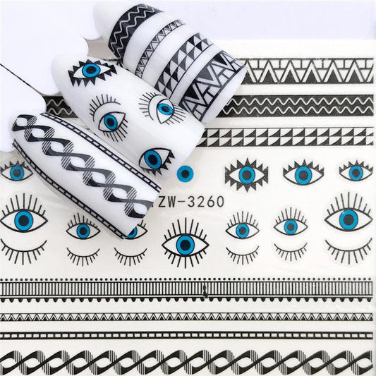 Evil Eyes Nail Art Decals 3D Self Adhesive Accessories