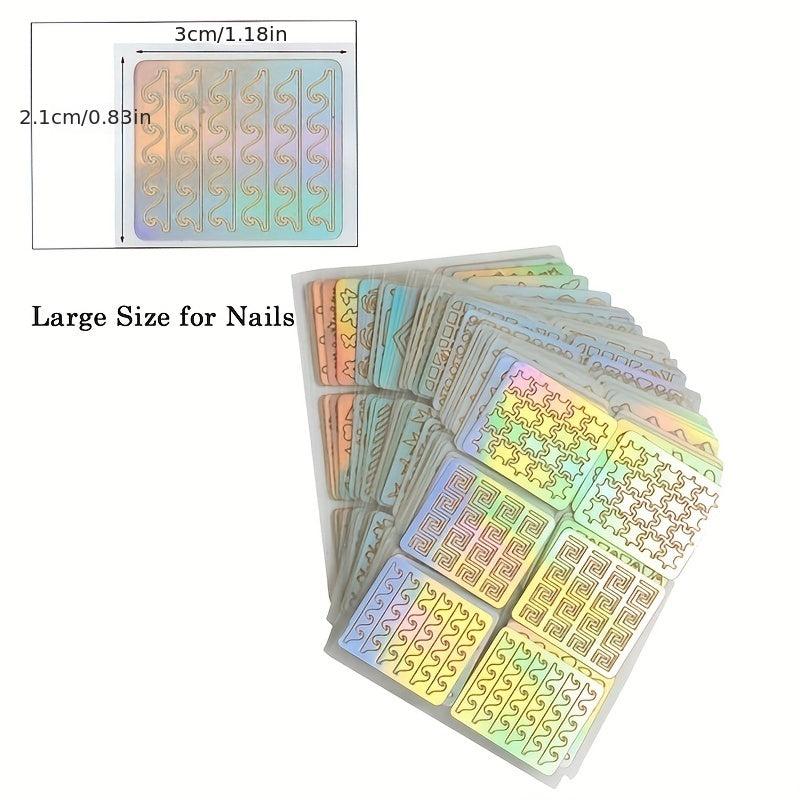 3D Laser Nail Decals Holographic Nail Stickers